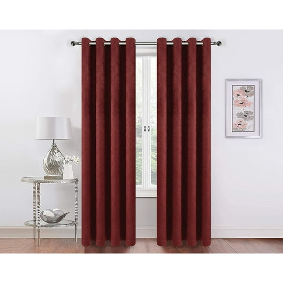 Ruthys Textile Blackout Embossed Curtains Panels Window Draperies 52x84 Inch, 2 Piece Grommet Panels, Insulating Room Darkening Blackout Drapes for Bedroom & Living Room Color: Spice