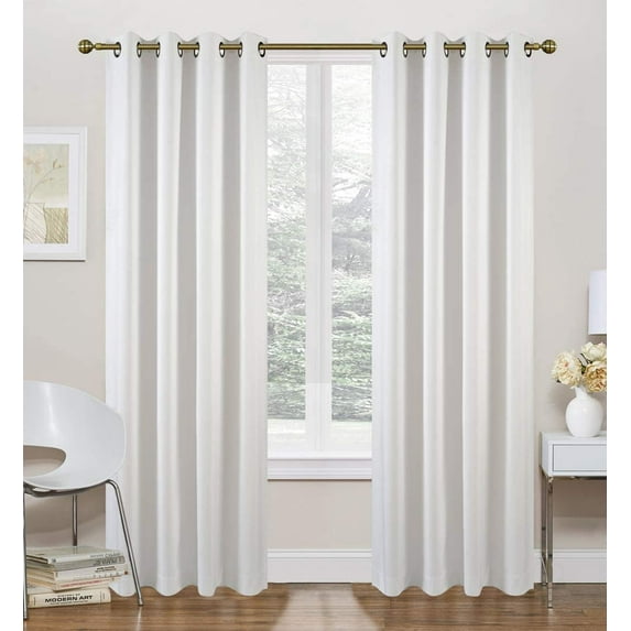 Ruthys Textile White Thermal Lined Curtains - 2 x 52 x 84 Panels, Grommet Top - Foamback, Energy Efficient, Noise Reducing, Room Darkening Solid Drapes for Bedrooms and Living Rooms