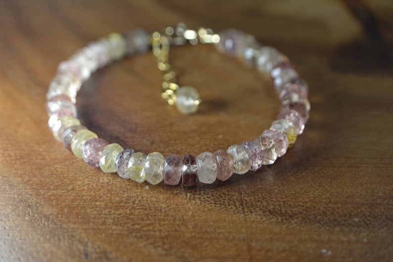 Ruby In Zoisite 3mm Round Shape Faceted Cut Beads 7 Inch Adjustable Silver Plated Clasp Bracelet Men Women Unisex Link Chain Stacking Bracelet Link 0597