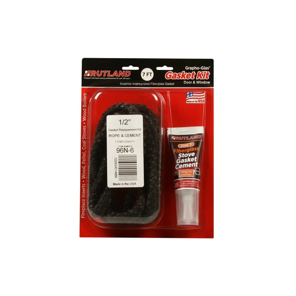 Rutland 96N-6 Grapho-Glas Replacement Fiberglass Stove Gasket Kit 7' x 1/2" Rope