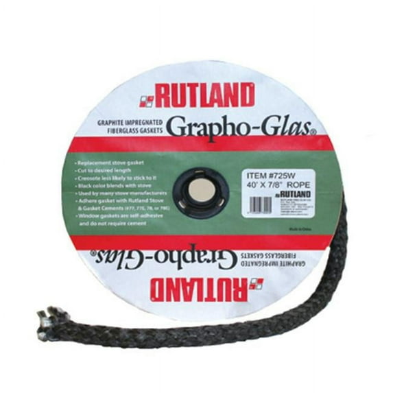 Rutland Grapho-Glas 722 Fiberglass Stove Gasket, 3/8" x 132' Rope, Black