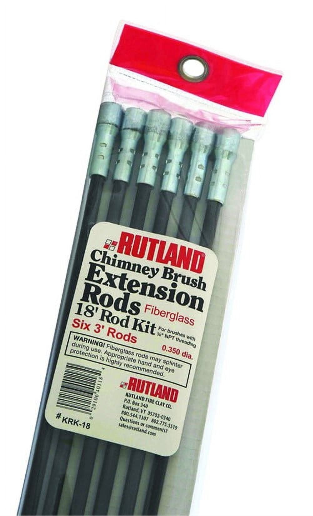 Rutland KRK18 Fiberglass Chimney Brush Extension Rod Kit, Brown