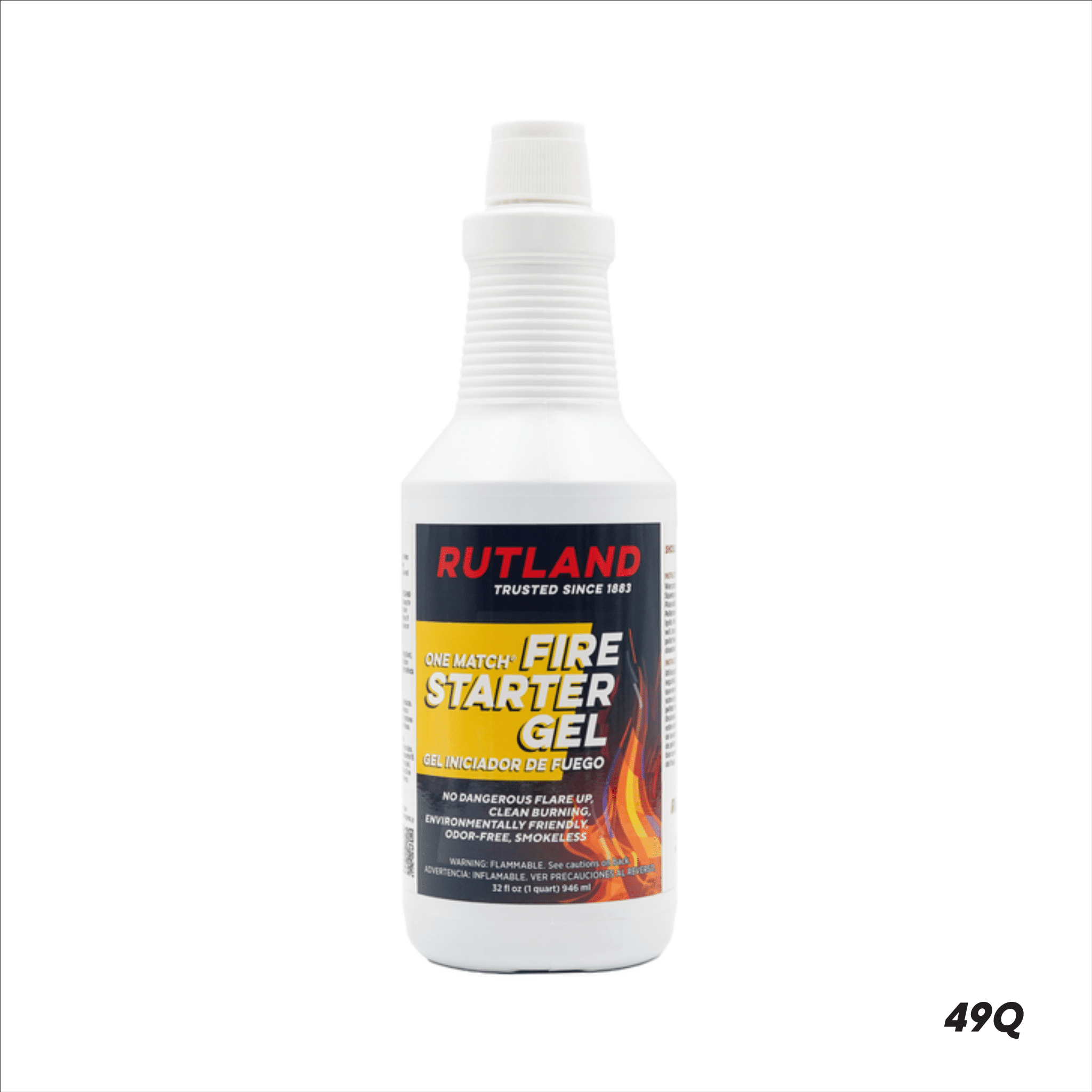 Rutland 49Q One Match Fire Starter Gel, 1 Quart, for Wood & Pellet