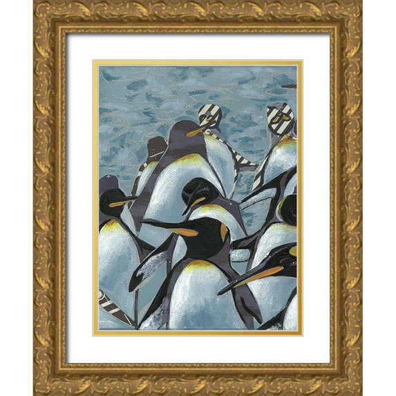 Rutledge, Jennifer 15x18 Gold Ornate Wood Framed with Double Matting Museum Art Print Titled - Colony of Penguins I