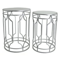 Rutledge & King Alexander Silver Mirrored Round End Table Set - Silver