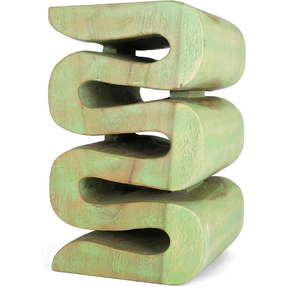 Rutledge & King Aspen Wood End Table - Mid Century Modern Accent Table - Green Wash