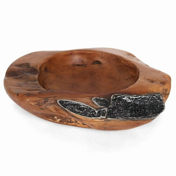 Rutledge & King Balsam Teak Tray - Solid Wooden Bowl - Decorative Bowls for Home Decor - Tray Bowl Decor - Teak Wooden Bowls Decorative