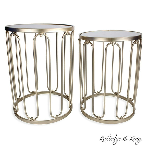 Rutledge & King Braswell Gold Mirrored End Table Set- Accent Table - Gold