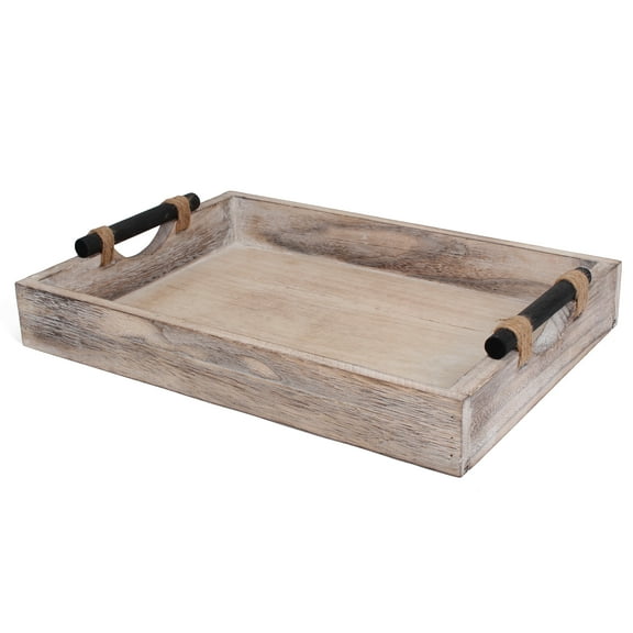 Rutledge & King Bethany Serving Tray - Ottoman Tray/Decorative Tray - Coffee Table Tray/Wooden Tray - Breakfast in Bed Tray with Handles - Rustic Wood Tray