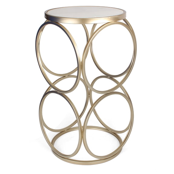 Rutledge & King Britton Round End Table - Accent Table (Marble/Gold)