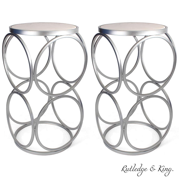 Rutledge & King Britton Round End Table - Marble/Silver (2 Pack)