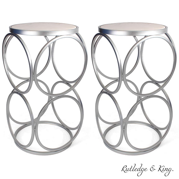 Rutledge & King Britton Round End Table - Marble/Silver (2 Pack)