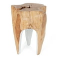 thumbnail image 1 of Rutledge & King Java Teak Root Stool - Boho Teak Accent Table - White, 1 of 6
