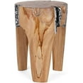 thumbnail image 1 of Rutledge & King Java Teak Root Stool - Wooden Stool - Teak Boho Side Table - Teak Accent Table - Teak Tree Stump - Pedestal Side Table - Metal Teak Stool, 1 of 5