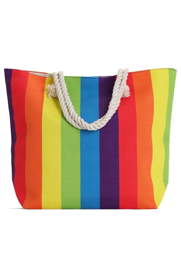 Large Beach Tote Bag - Rainbow - 1 Pack