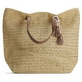 thumbnail image 1 of Rutledge & King Large Straw Beach Tote Bag - Brown, 1 of 5