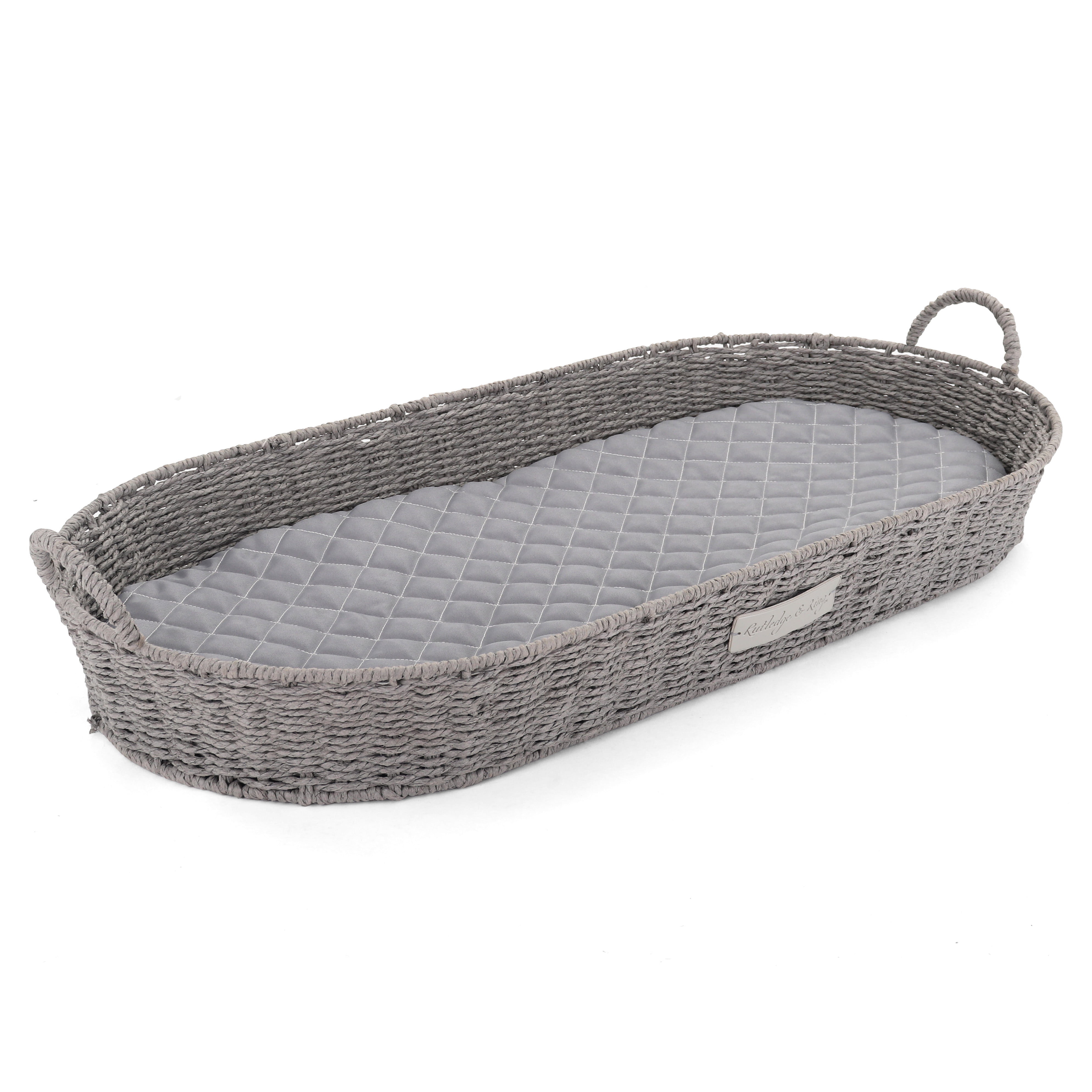 Rutledge & King Rattan Dog Bed with Cushion, Grey