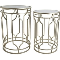 Rutledge & King Round End Table Set - Gold End Tables with Mirrored Tops - Nesting Round Accent Tables - Gold and Mirrored Metal Side Tables Alexander End Table Set