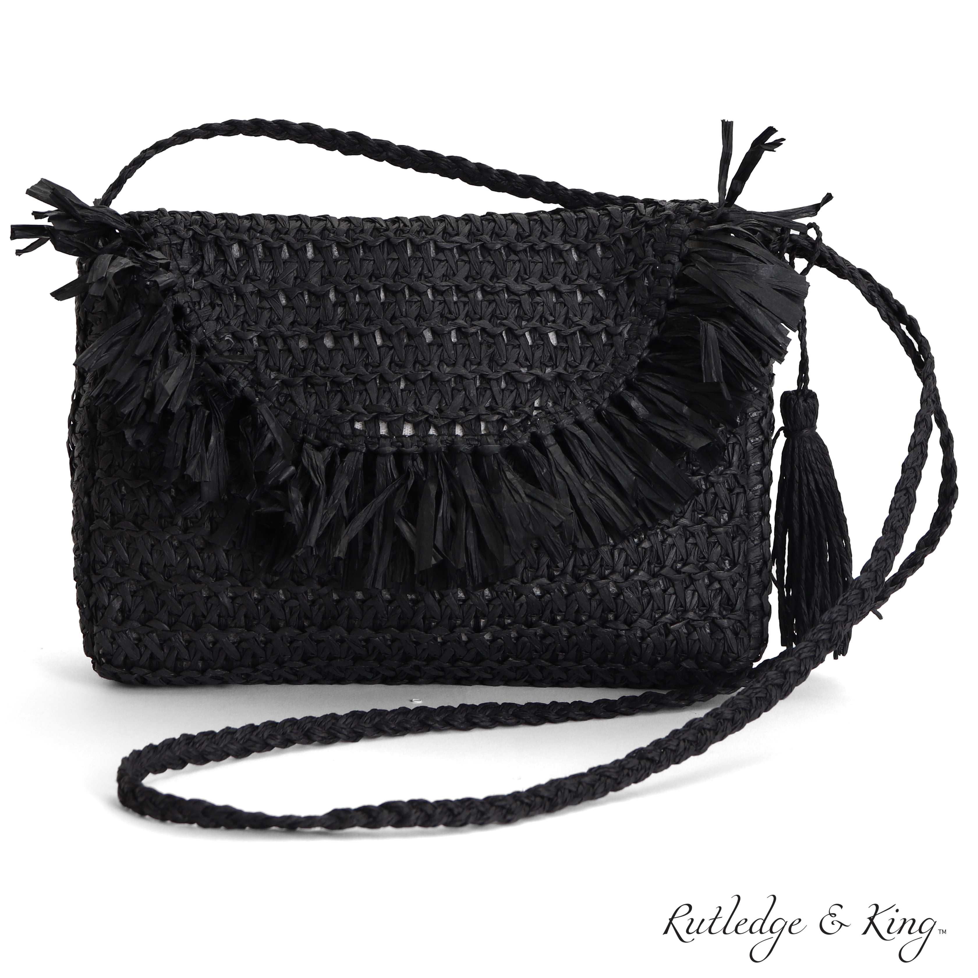 Rutledge & King Straw Crossbody Bag with Handle - Straw Purse (Ashley,  Black) - Walmart.com