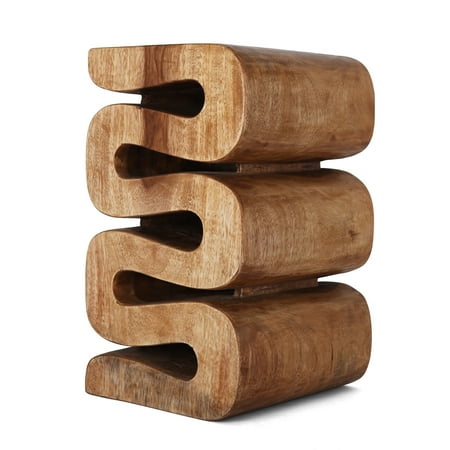 Rutledge & King Suar Wood Hand Carved End Table - Aspen