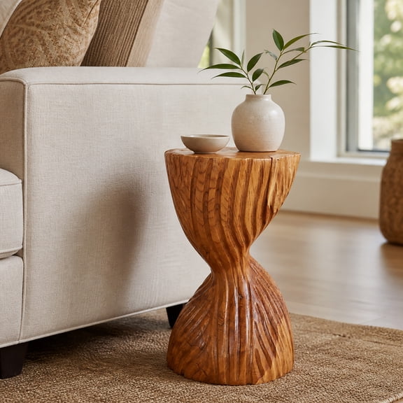 Rutledge & King Suar Wood Hand Carved End Table - Savannah