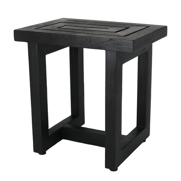 Rutledge & King Teak Shower Bench - Indoor/Outdoor Shower Stool - Blackened Serenity