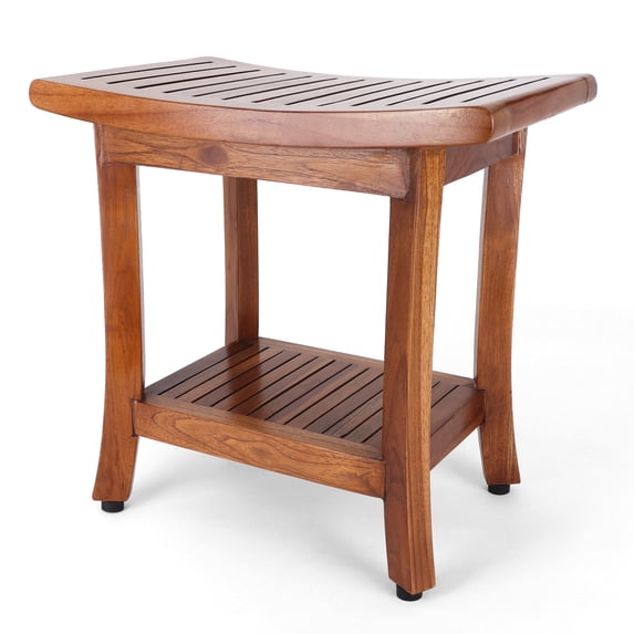 Rutledge & King Teak Shower Bench - Indoor/Outdoor Shower Stool - Luna