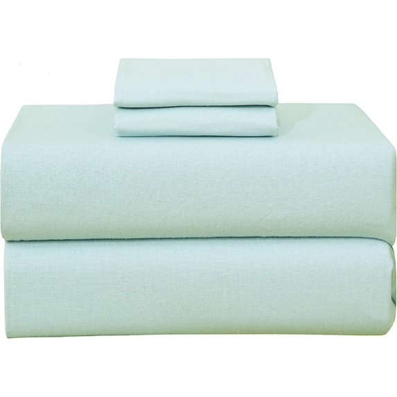 Ruvanti 100% Cotton 4 Pcs Flannel Sheets Full, Deep Pocket, Warm, Super Soft, Breathable, Moisture Wicking Full Size Sheet Sets, Bed Sheets Include Flat, Fitted Sheet,2 Pillowcase -Solid Green
