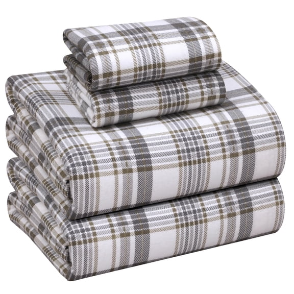 RUVANTI Flannel Sheets Full Size - 100% Cotton Double Brushed Bed Sheets Set, Deep Pockets 16 Inches, All Seasons Breathable & Extra Soft Full Sheets, Warm & Cozy, 4 Piece, Modest