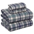 thumbnail image 1 of RUVANTI 100% Cotton Sheets – California King Percale Bedding, Cooling & Breathable Floral Design, Durable with a Crisp, Soft & Comfortable Feel, 14" Deep Pocket, 4-Piece Set, Greenish Blue Plaid, 1 of 9