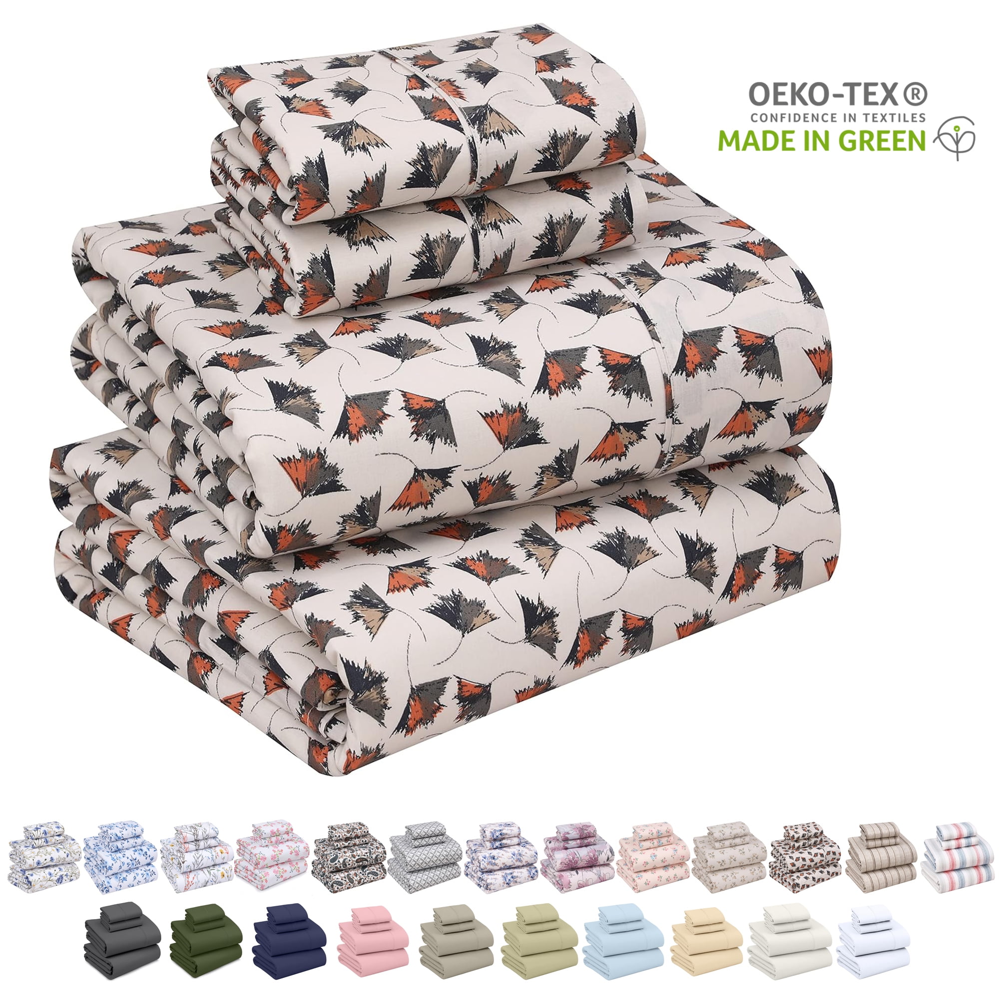 Hope Floral Dark Cream Cotton Full Sheet Set
