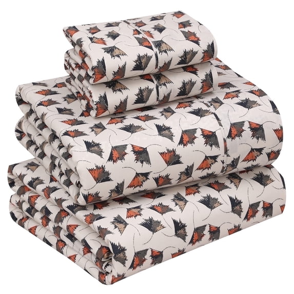 RUVANTI 100% Cotton Sheets – Queen Size Percale Bedding, Cooling & Breathable Floral Design, Durable with a Crisp, Soft & Comfortable Feel, 16" Deep Pocket, 4-Piece Set, Hope