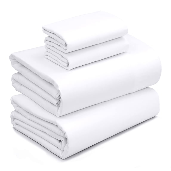 RUVANTI 100% Cotton Sheets - Crispy Cooling Percale Sheets for Queen Size Bed, Breathable & Durable Queen Sheet Set, 16 Inches Deep Pocket Bed Sheets, Optical White, 4 Pieces