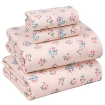RUVANTI 100% Cotton Sheets – Queen Size Percale Bedding, Cooling & Breathable Floral Design, Durable with a Crisp, Soft & Comfortable Feel, 16" Deep Pocket, 4-Piece Set, Spring On