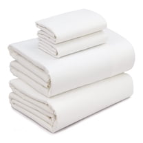 RUVANTI 100% Cotton Sheets - Crispy Cooling Percale Sheets for Queen Size Bed, Breathable & Durable Queen Sheet Set, 16 Inches Deep Pocket Bed Sheets, Off White, 4 Pieces