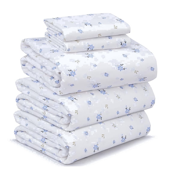 RUVANTI 100% Cotton Sheets – Split King Size Percale Bedding, Cooling & Breathable Floral Design, Durable with a Crisp, Soft & Comfortable Feel, 16" Deep Pocket, 5-Piece Set, Phulkari