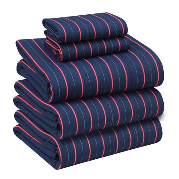 RUVANTI 100% Cotton Sheets – Split King Size Percale Bedding, Cooling & Breathable Floral Design, Durable with a Crisp, Soft & Comfortable Feel, 16" Deep Pocket, 5-Piece Set, Nautical