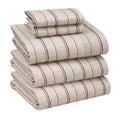 thumbnail image 1 of RUVANTI 100% Cotton Sheets – Split King Size Percale Bedding, Cooling & Breathable Floral Design, Durable with a Crisp, Soft & Comfortable Feel, 16" Deep Pocket, 5-Piece Set, Brown Stripes, 1 of 7