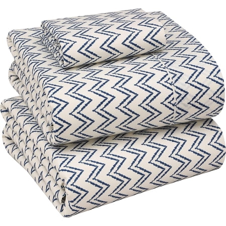 RUVANTI 100% Cotton Sheets – Twin Size Percale Bedding, Cooling & Breathable Floral Design, Durable with a Crisp, Soft & Comfortable Feel, 16" Deep Pocket, 3-Piece Set, Chevron