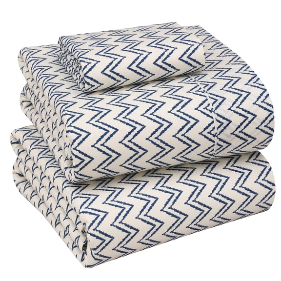 RUVANTI 100% Cotton Sheets – Twin XL Size Percale Bedding, Cooling & Breathable Floral Design, Durable with a Crisp, Soft & Comfortable Feel, 16" Deep Pocket, 3-Piece Set, Chevron