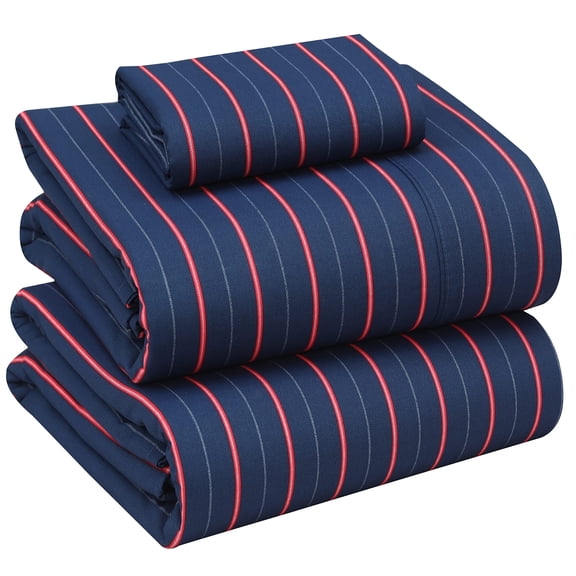 RUVANTI 100% Cotton Sheets – Twin XL Size Percale Bedding, Cooling & Breathable Floral Design, Durable with a Crisp, Soft & Comfortable Feel, 16" Deep Pocket, 3-Piece Set, Nautical