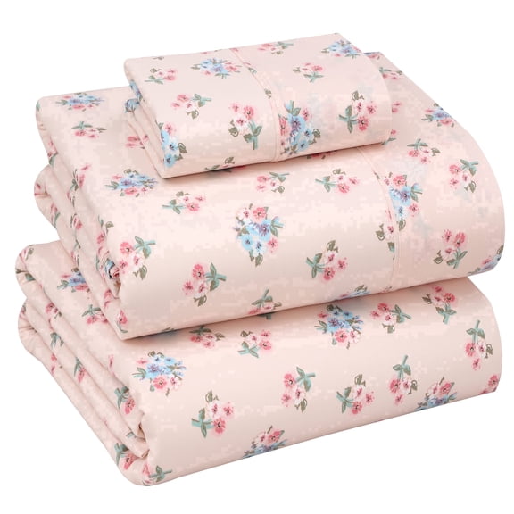 RUVANTI 100% Cotton Sheets – Twin XL Size Percale Bedding, Cooling & Breathable Floral Design, Durable with a Crisp, Soft & Comfortable Feel, 16" Deep Pocket, 3-Piece Set, Spring On