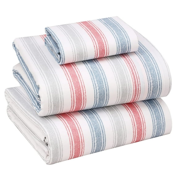 RUVANTI 100% Cotton Sheets – Twin XL Size Percale Bedding, Cooling & Breathable Floral Design, Durable with a Crisp, Soft & Comfortable Feel, 16" Deep Pocket, 3-Piece Set, Times