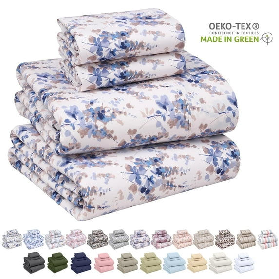 Ruvanti 100% Cotton Sheets Full Size Bed Sheet Set – 16 inches Deep Pockets Perfect Fitting - Crisp & Cool Percale sheets - Smooth & Comfortable - 4 Piece Bedding and Pillowcase set,Maple