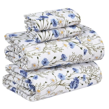 Ruvanti 100% Cotton Sheets - Soft & Breathable Full Sheet Set - Deep Pocket Full Size Sheets - Crisp & Cooling Sheets - Sweet pea - 4 Pieces