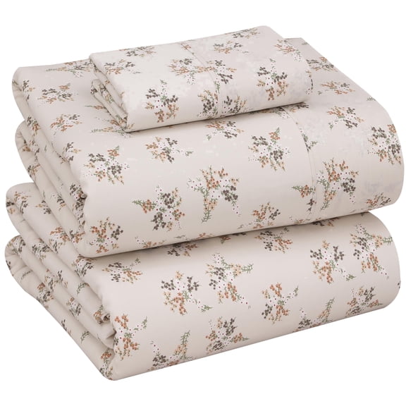 RUVANTI 100% Cotton Sheets  Twin Size Percale Bedding, Cooling & Breathable Floral Design, Durable with a Crisp, Soft & Comfortable Feel, 16" Deep Pocket, 3-Piece Set, Twin Spring