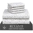 thumbnail image 1 of RUVANTI 100% Cotton Percale Sheets California King Size 6 Piece Set, Cooling Bed Sheets for Hot Sleepers, Deep Pocket 14”, Breathable Lightweight & Durable, Crisp Hotel Style Sheets, Botanica Living, 1 of 8