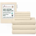 thumbnail image 1 of RUVANTI 7 Pcs Cotton Sheets - 100% Natural Cotton Soft, Lightweight & Breathable Crispy Percale Bed Sheets, Split King Sheets for Adjustable Bed 16" Deep Pockets, Cloud Cream, 1 of 9