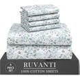 thumbnail image 1 of RUVANTI 6 Pcs Cotton Sheets - 100% Natural Cotton Soft, Lightweight & Breathable Crispy Percale Bed Sheets, Queen Sheet Set 16" Deep Pockets, Fleur & Field, 1 of 8