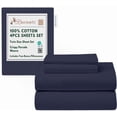 thumbnail image 1 of RUVANTI 4 Pcs Cotton Sheets - 100% Natural Cotton Soft, Lightweight & Breathable Crispy Percale Bed Sheets, Twin XL Sheet Sets 16" Deep Pockets, Maritime Blue, 1 of 9